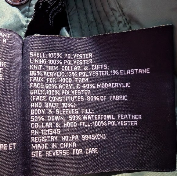 TOWER by London Fog Faux-Fur Hood Down-Fill CoatColor: Sage, Size: LARGE (EUC) - Picture 11 of 12